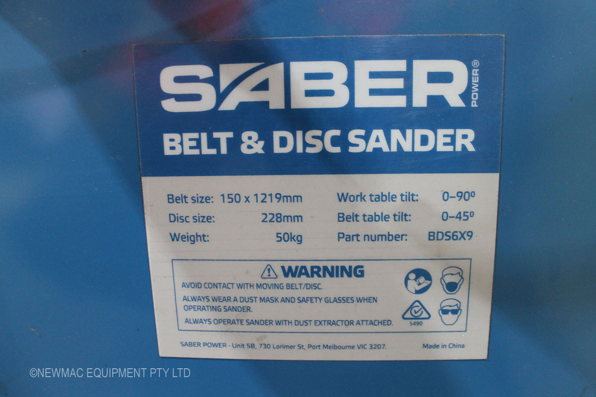 Saber BDS6X9 150mm Belt and Disc Sander (240V) Stock 3845 Newmac